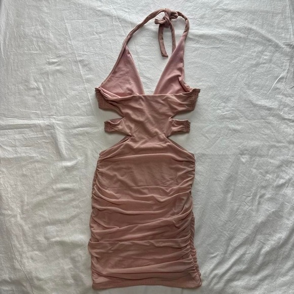 Oh Polly Rosa Cut Out Plunge Mini Dress in Blush Sz 6 - Picture 4 of 6